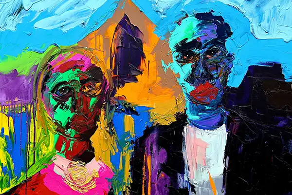Harold Smith, "Blacktacularized American Gothic", 2025, acrylic on canvas. Image courtesy of the artist.